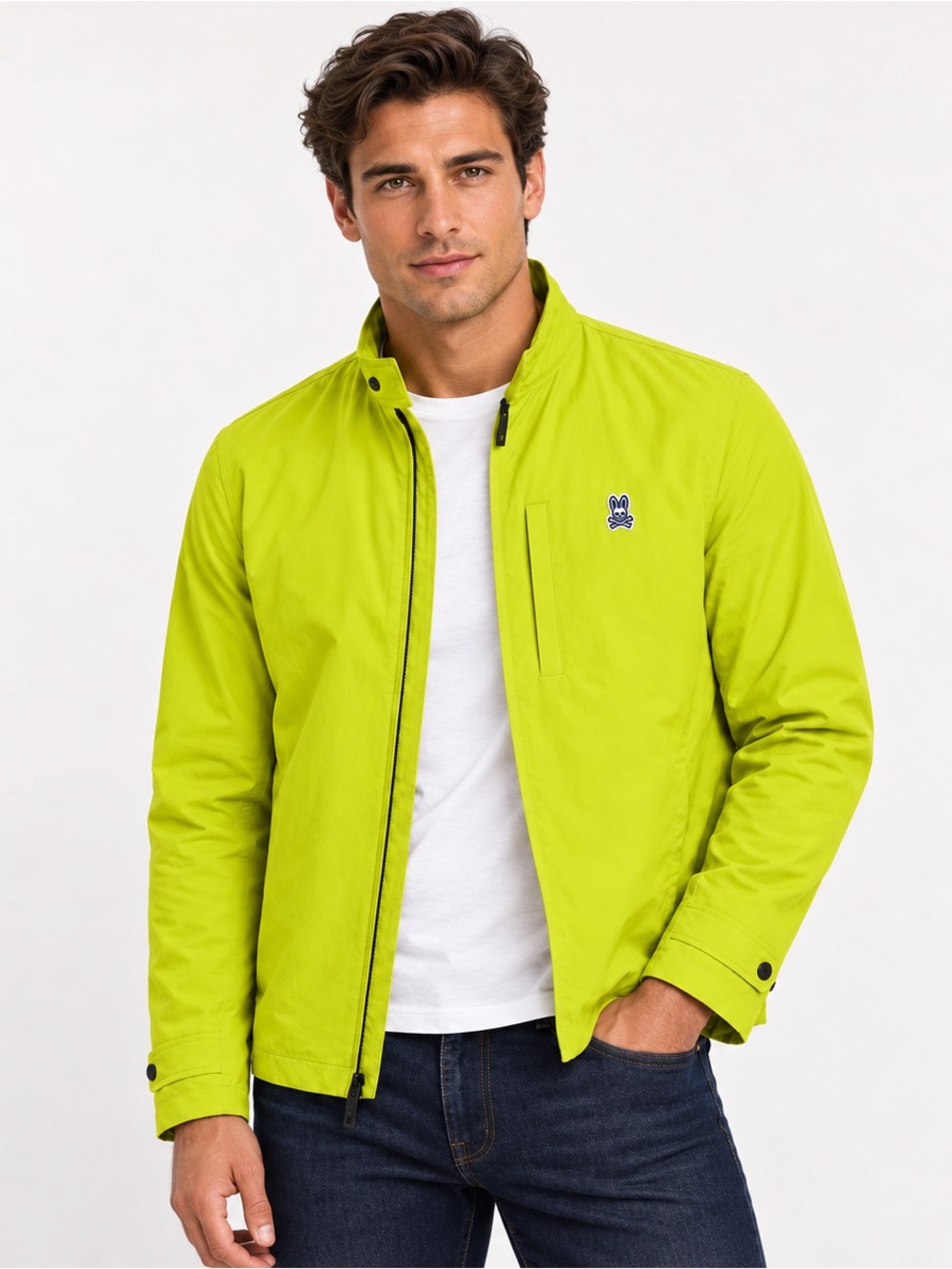 Psycho Bunny Men’s M Lime Green Lightweight Full Zip Jacket